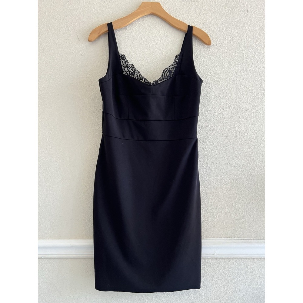 Express Black Lace Trim Sheath Dress Size M Fitted Cocktail Little Black Dress